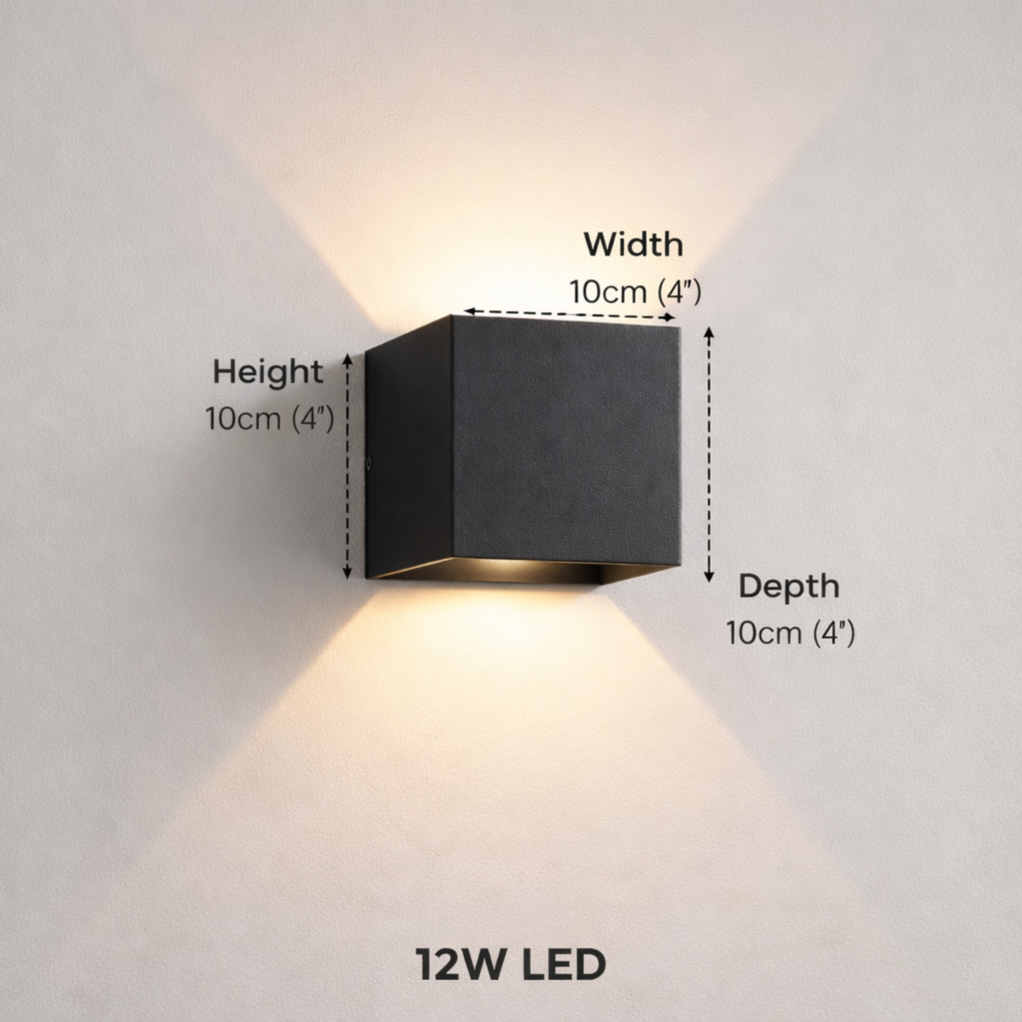 Modern LED Waterproof Wall Light 12W Black | Indoor and Outdoor | Warm or Cool White Aluminum Wall Lamp