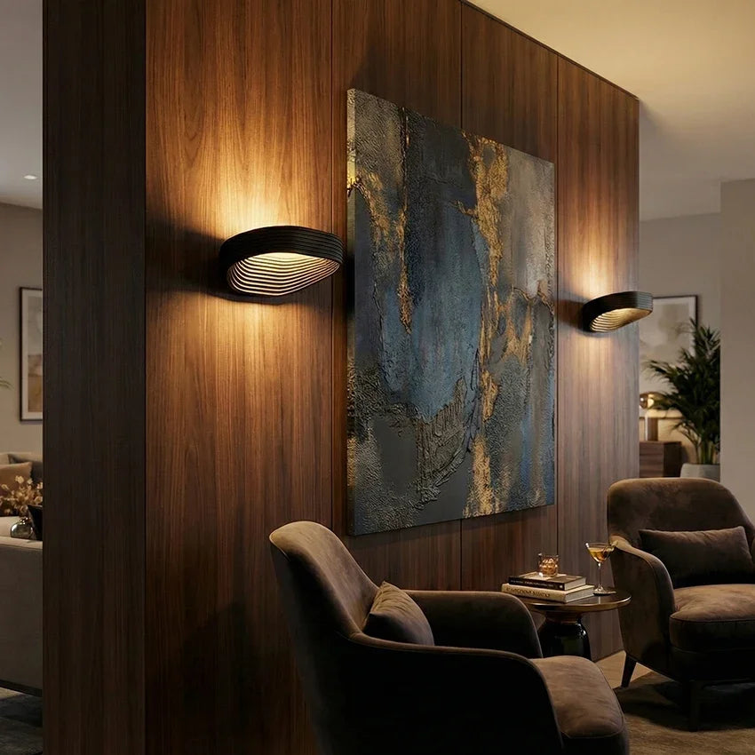 Designer LED Oval Wall Light – 12W (Black)